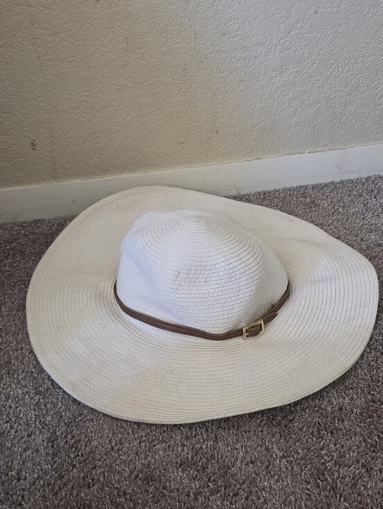 Melissa Odabash White Wide-Brim Sun Hat with Brown Band main image 4